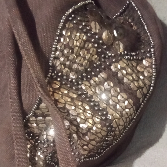 American eagle outfitters brown canvas drawstring pouch purse - Picture 3 of 7